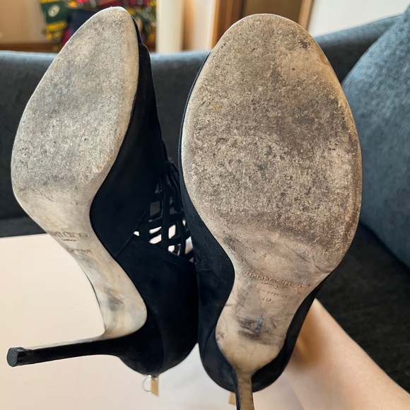 Jimmy Choo Black Suede Drift Cutout Booties - Picture 5 of 9